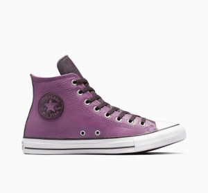 Férfi Converse Chuck Taylor All Star Leather Magasszárú Tornacipő Lila | HUNGARY PAR4FS