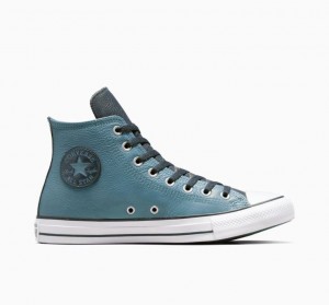 Férfi Converse Chuck Taylor All Star Leather Magasszárú Tornacipő Kék | HUNGARY WYV2AJ