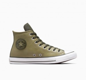 Férfi Converse Chuck Taylor All Star Leather Magasszárú Tornacipő Olivazöld | HUNGARY SYM4JE