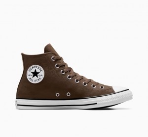 Férfi Converse Chuck Taylor All Star Leather Magasszárú Tornacipő Csokoládé | HUNGARY ZVY8CT