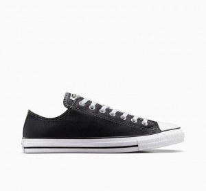 Férfi Converse Chuck Taylor All Star Leather Rövidszárú Tornacipő Fekete | HUNGARY YOW4HX