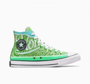 Férfi Converse X Wonka Chuck Taylor All Star Swirl Magasszárú Tornacipő Zöld | HUNGARY QVF9WZ