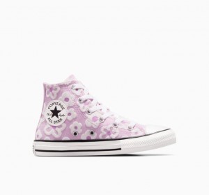 Gyerek Converse Chuck Taylor All Star Floral Embroidery Magasszárú Tornacipő Levendula | HUNGARY BOY4IC