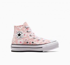 Gyerek Converse Chuck Taylor All Star Lift Floral Embroidery Platform Cipő Rózsaszín | HUNGARY XFI6QD