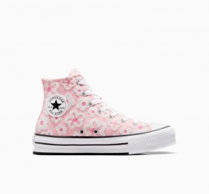 Gyerek Converse Chuck Taylor All Star Lift Flower Embroidery Platform Cipő Rózsaszín | HUNGARY NKF5XU