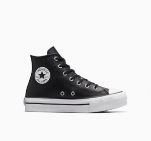 Gyerek Converse Chuck Taylor All Star Lift Leather Platform Cipő Fekete | HUNGARY ATJ9NV