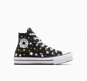 Gyerek Converse Chuck Taylor All Star Lift Sparkle Platform Cipő Fekete | HUNGARY RHV1FI