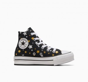 Gyerek Converse Chuck Taylor All Star Lift Sparkle Platform Cipő Fekete | HUNGARY UIM6EW