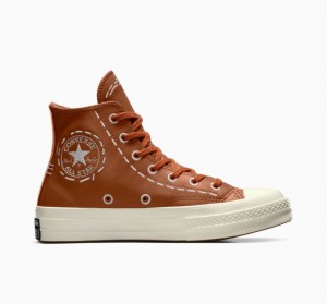 Női Converse Chuck 70 Bold Stitch Magasszárú Tornacipő Barna | HUNGARY ICM0JG