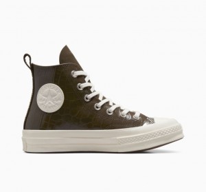 Női Converse Chuck 70 Embossed Magasszárú Tornacipő Csokoládé | HUNGARY QDF2JC