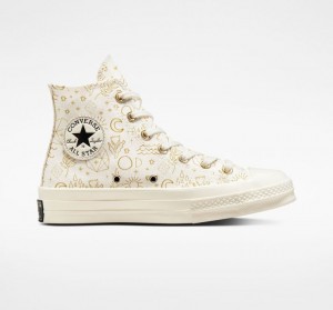 Női Converse Chuck 70 Golden Elements Magasszárú Tornacipő Fehér | HUNGARY BFW9JM