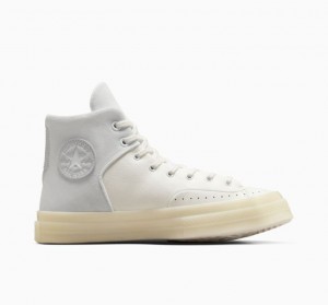 Női Converse Chuck 70 Marquis Leather Magasszárú Tornacipő Fehér Szürke | HUNGARY UZB2NY