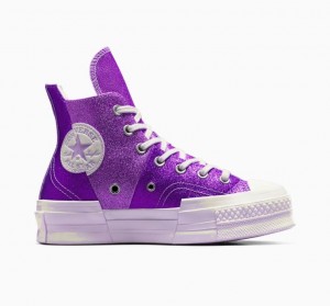 Női Converse Chuck 70 Plus Glitter Magasszárú Tornacipő Lila | HUNGARY OVL3KN