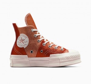 Női Converse Chuck 70 Plus Glitter Magasszárú Tornacipő Narancssárga | HUNGARY LFJ1QO