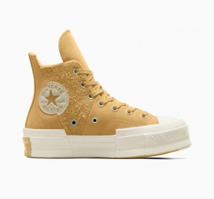 Női Converse Chuck 70 Plus Suede Magasszárú Tornacipő Sárga | HUNGARY JGA1LN