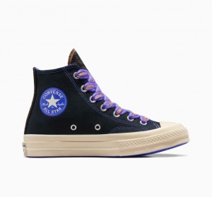 Női Converse Chuck 70 Ribbon Laces Magasszárú Tornacipő Fekete Kék | HUNGARY AKL5PR