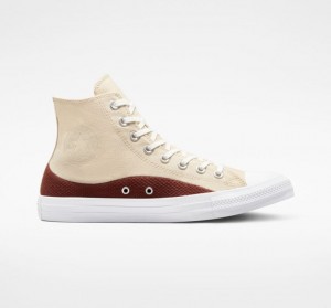 Női Converse Chuck Taylor All Star Craft Mix Magasszárú Tornacipő Bézs Barna | HUNGARY ZJN4SE