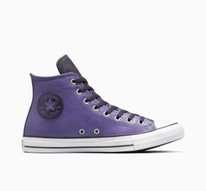 Női Converse Chuck Taylor All Star Leather Magasszárú Tornacipő Lila | HUNGARY LES4DN