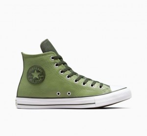 Női Converse Chuck Taylor All Star Leather Magasszárú Tornacipő Világos Zöld | HUNGARY ZJM7NO