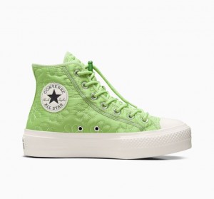 Női Converse Chuck Taylor All Star Lift Quilted Platform Cipő Világos Zöld | HUNGARY JHB8MG