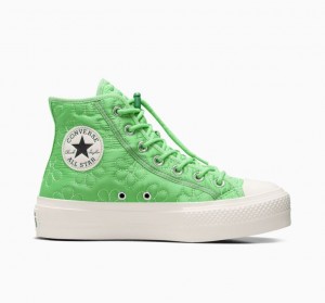 Női Converse Chuck Taylor All Star Lift Quilted Platform Cipő Világos Zöld | HUNGARY JZQ7TC