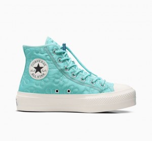 Női Converse Chuck Taylor All Star Lift Quilted Platform Cipő Türkiz | HUNGARY IKH8NT