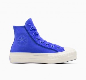 Női Converse Chuck Taylor All Star Lift Suede Platform Cipő Kék | HUNGARY NEV4XK