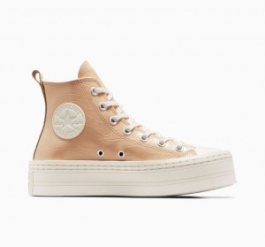 Női Converse Chuck Taylor All Star Modern Lift Embossed Platform Cipő Világos Barna | HUNGARY JBA3FR