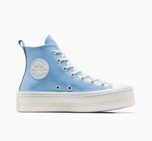 Női Converse Chuck Taylor All Star Modern Lift Embossed Platform Cipő Világos Kék | HUNGARY PQC0FA