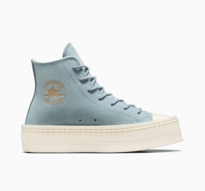 Női Converse Chuck Taylor All Star Modern Lift Suede Platform Cipő Világos Kék | HUNGARY SGZ7ET