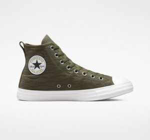 Női Converse Chuck Taylor All Star Quilted Magasszárú Tornacipő Sötétzöld | HUNGARY SRJ9WT