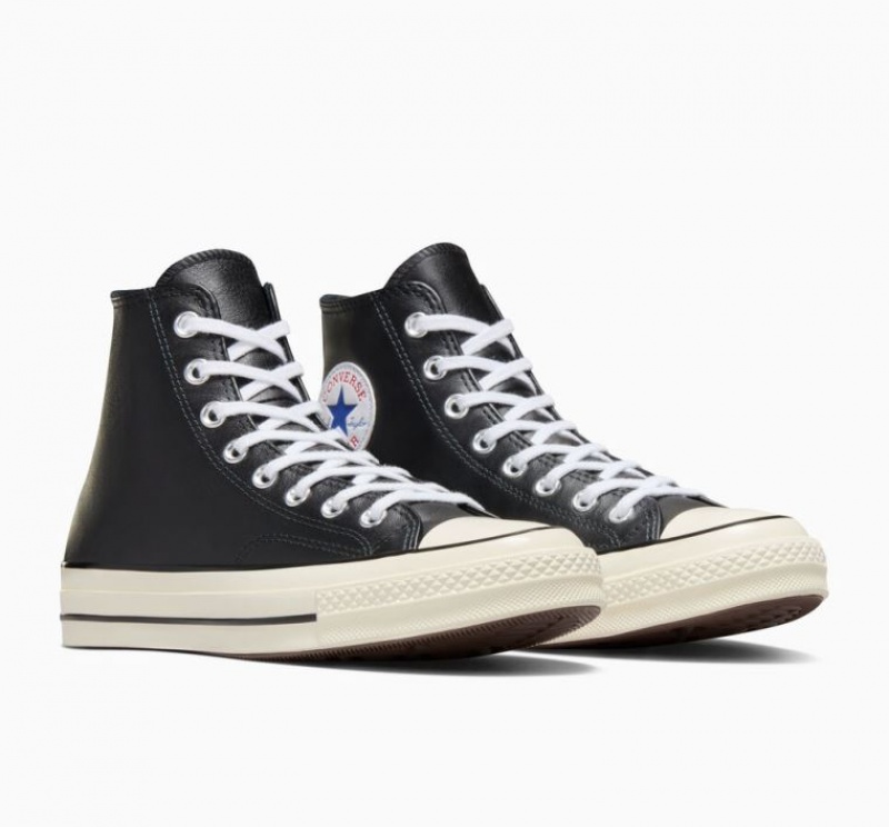 Férfi Converse Chuck 70 Leather Magasszárú Tornacipő Fekete | HUNGARY OYV4QE