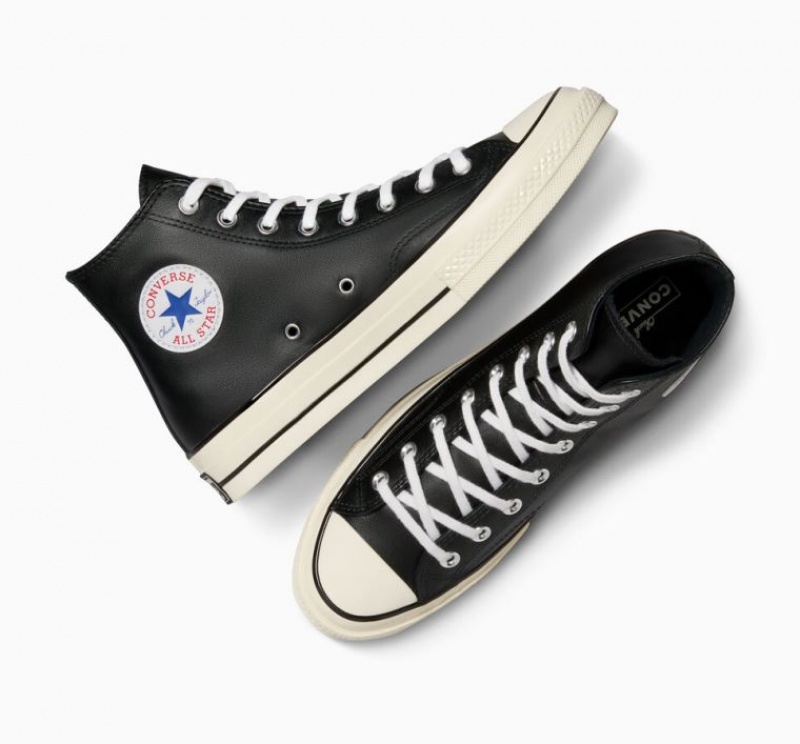 Férfi Converse Chuck 70 Leather Magasszárú Tornacipő Fekete | HUNGARY OYV4QE