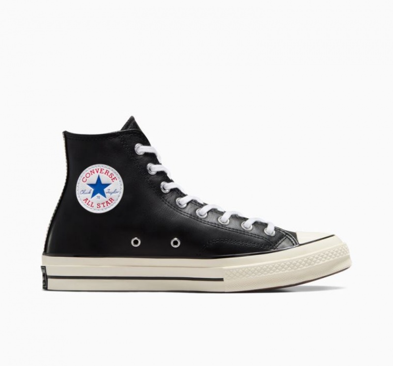 Férfi Converse Chuck 70 Leather Magasszárú Tornacipő Fekete | HUNGARY OYV4QE