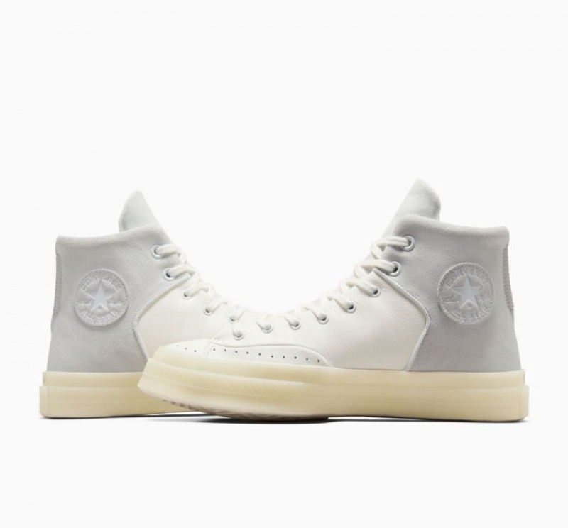 Férfi Converse Chuck 70 Marquis Leather Magasszárú Tornacipő Fehér Szürke | HUNGARY ZVA7QL