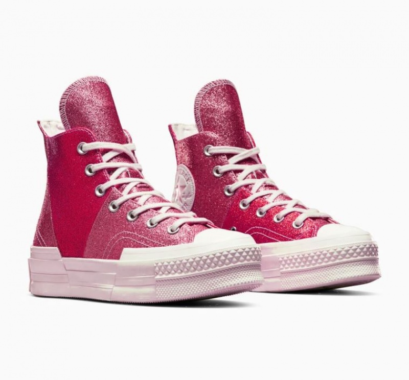 Férfi Converse Chuck 70 Plus Glitter Magasszárú Tornacipő Piros | HUNGARY NLQ8TH