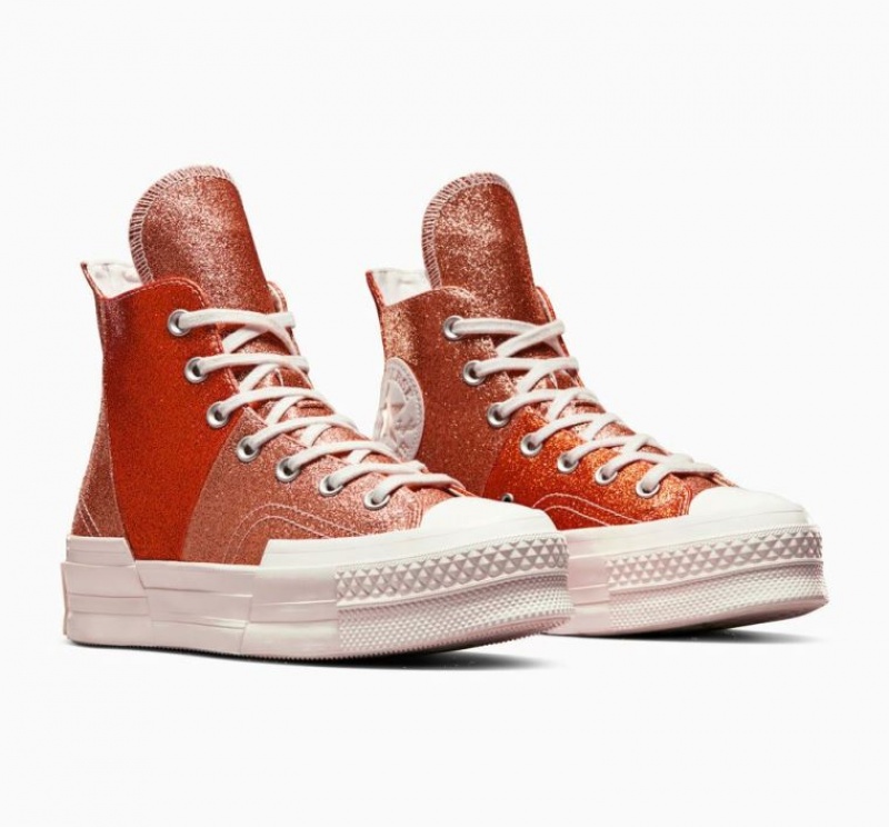 Férfi Converse Chuck 70 Plus Glitter Magasszárú Tornacipő Narancssárga | HUNGARY KFT9MW