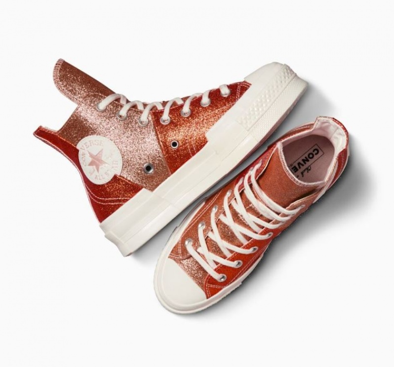 Férfi Converse Chuck 70 Plus Glitter Magasszárú Tornacipő Narancssárga | HUNGARY KFT9MW