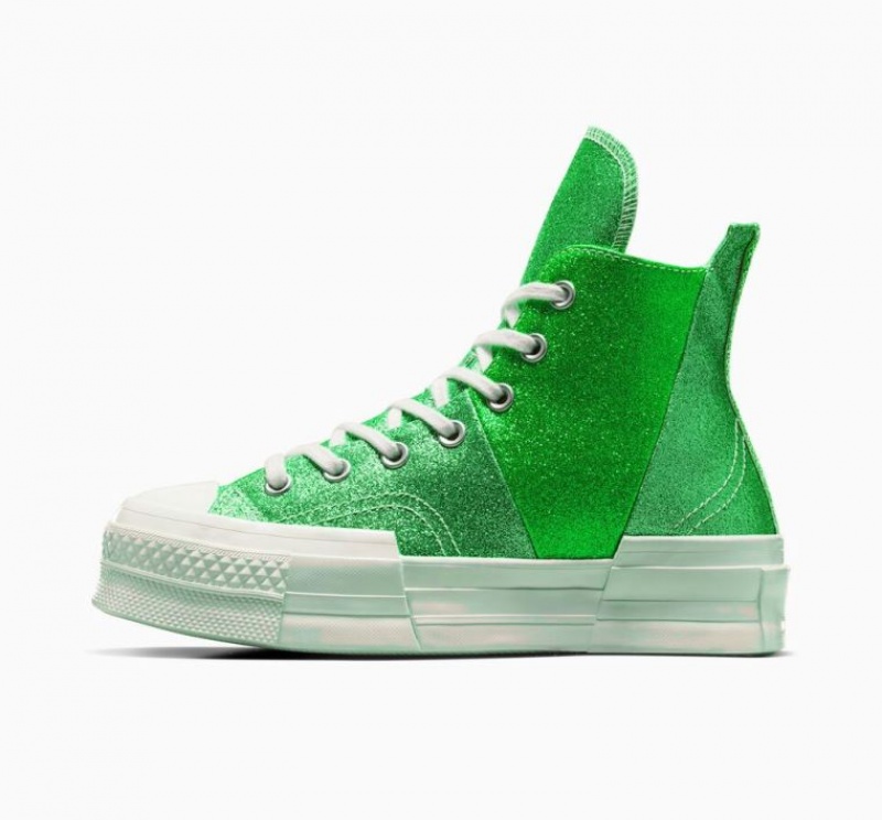 Férfi Converse Chuck 70 Plus Glitter Magasszárú Tornacipő Zöld | HUNGARY EVF0RG