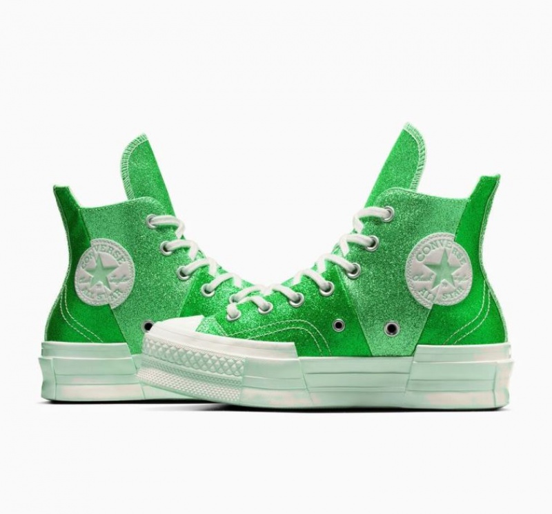 Férfi Converse Chuck 70 Plus Glitter Magasszárú Tornacipő Zöld | HUNGARY EVF0RG