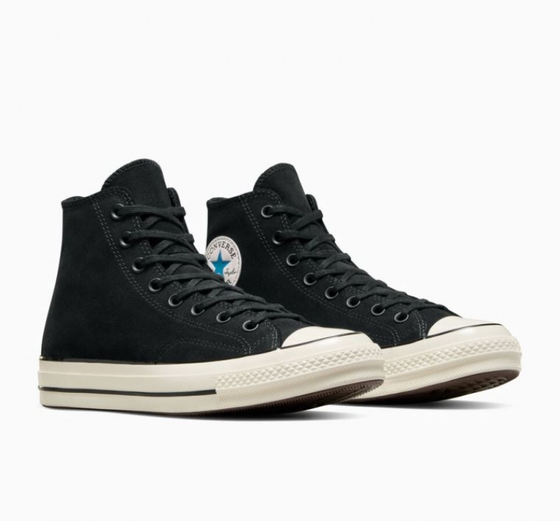 Férfi Converse Chuck 70 Suede Magasszárú Tornacipő Fekete | HUNGARY PIY6NG