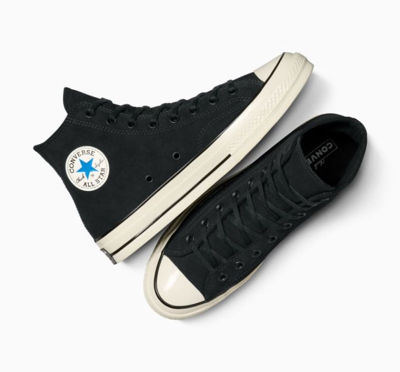 Férfi Converse Chuck 70 Suede Magasszárú Tornacipő Fekete | HUNGARY PIY6NG