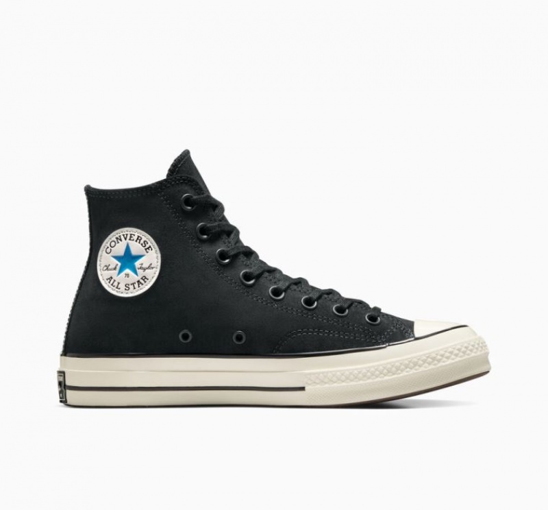 Férfi Converse Chuck 70 Suede Magasszárú Tornacipő Fekete | HUNGARY PIY6NG