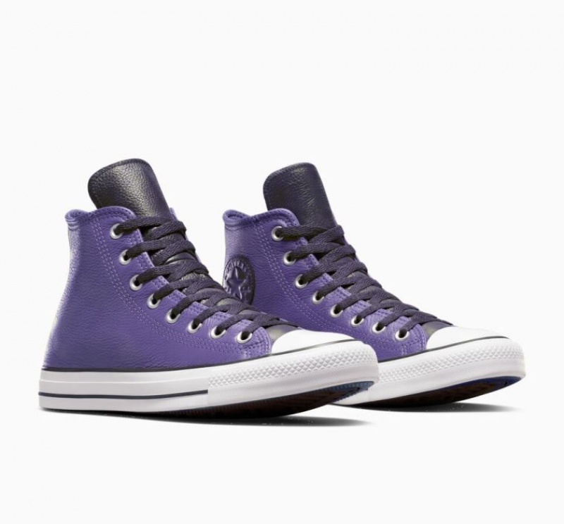 Férfi Converse Chuck Taylor All Star Leather Magasszárú Tornacipő Lila | HUNGARY OMA6IV