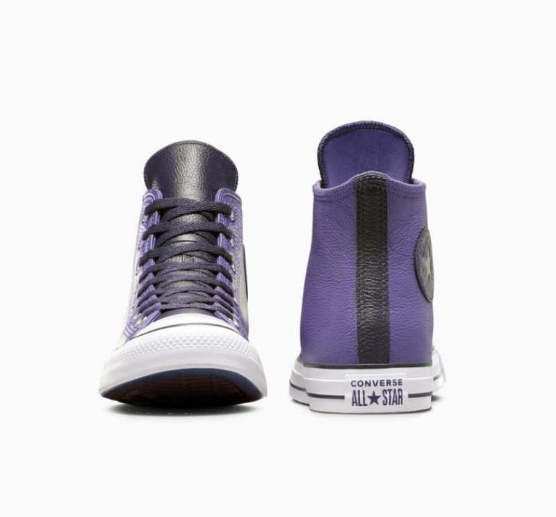 Férfi Converse Chuck Taylor All Star Leather Magasszárú Tornacipő Lila | HUNGARY OMA6IV