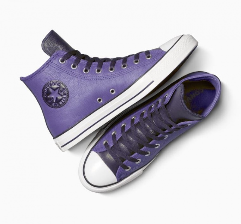 Férfi Converse Chuck Taylor All Star Leather Magasszárú Tornacipő Lila | HUNGARY OMA6IV