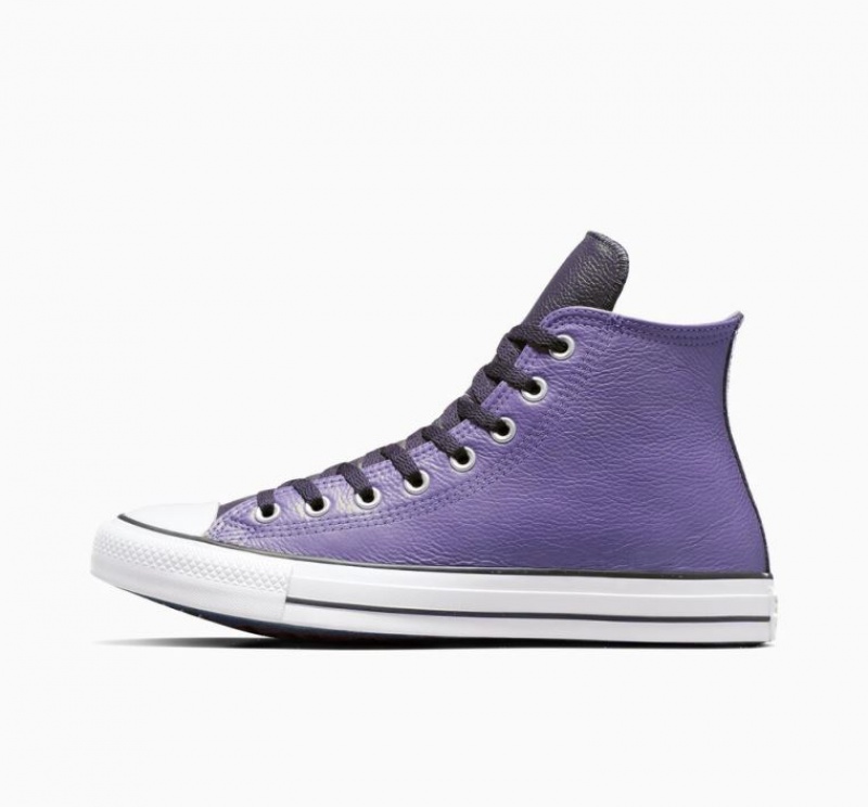 Férfi Converse Chuck Taylor All Star Leather Magasszárú Tornacipő Lila | HUNGARY OMA6IV