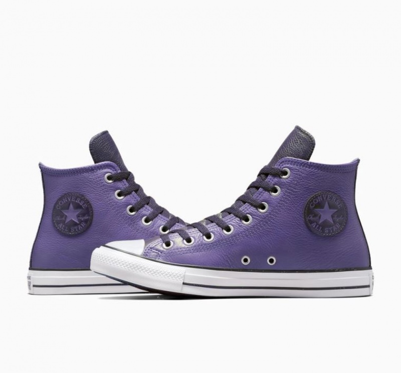 Férfi Converse Chuck Taylor All Star Leather Magasszárú Tornacipő Lila | HUNGARY OMA6IV