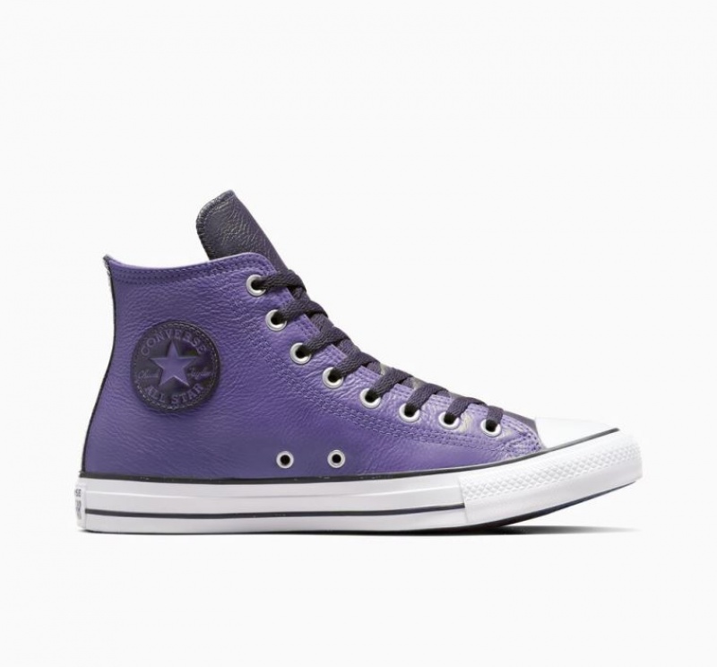 Férfi Converse Chuck Taylor All Star Leather Magasszárú Tornacipő Lila | HUNGARY OMA6IV