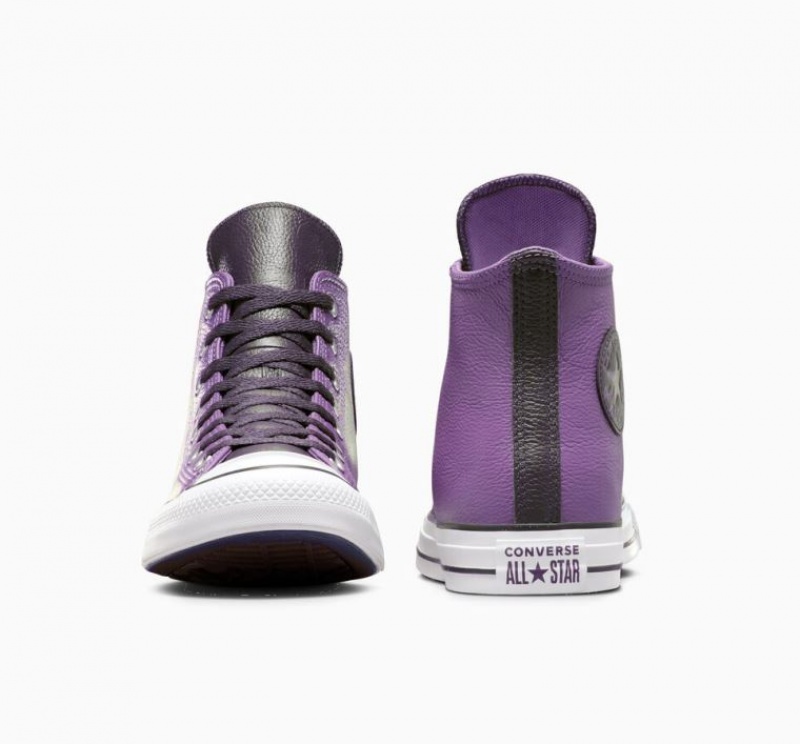 Férfi Converse Chuck Taylor All Star Leather Magasszárú Tornacipő Lila | HUNGARY ZNL4XG